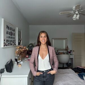 Women's Chanel-Like Pink Blazer Jacket